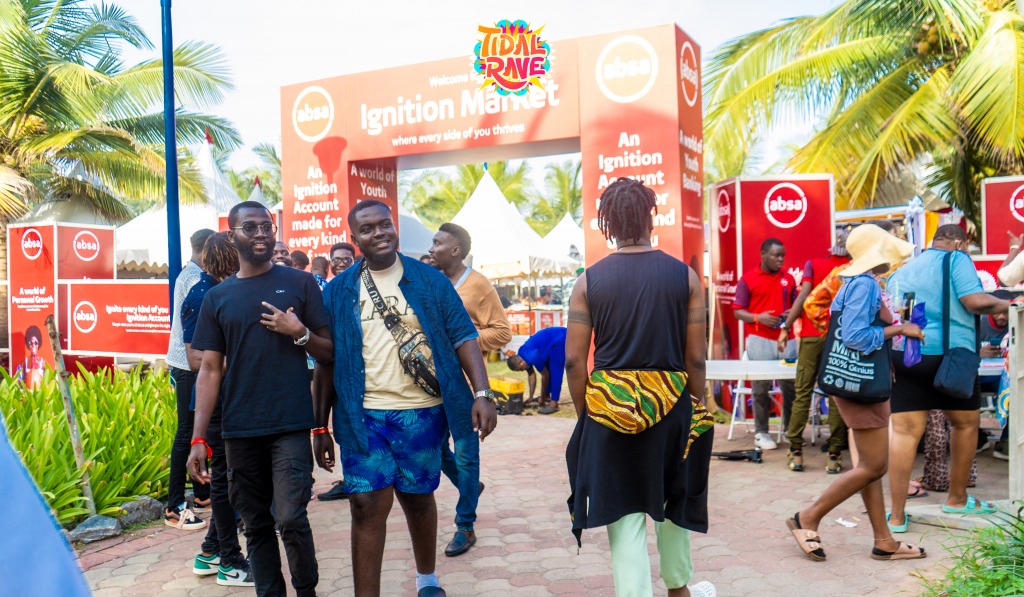 Festival-goers walking past the Tidal Rave Ignition Market entrance
